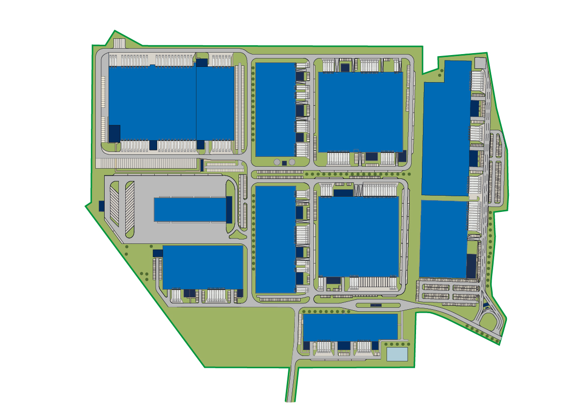 Siteplan for GLP Krakow Airport Logistics Centre Layout.