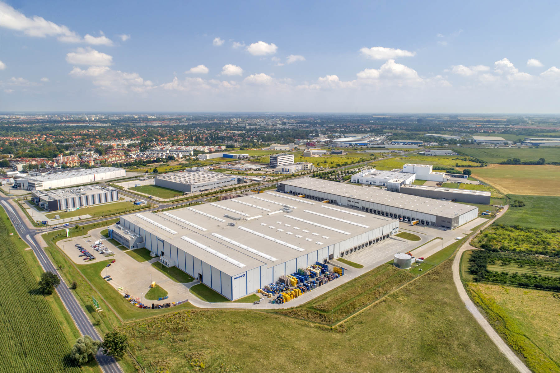 Aerial view of warehouse in Wroclaw IV Logistics Centre.