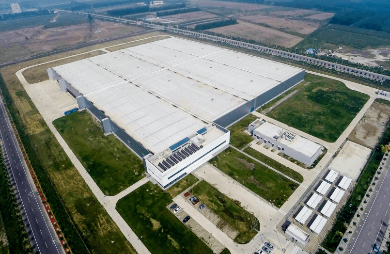 Aerial view of warehouses for Adidas.