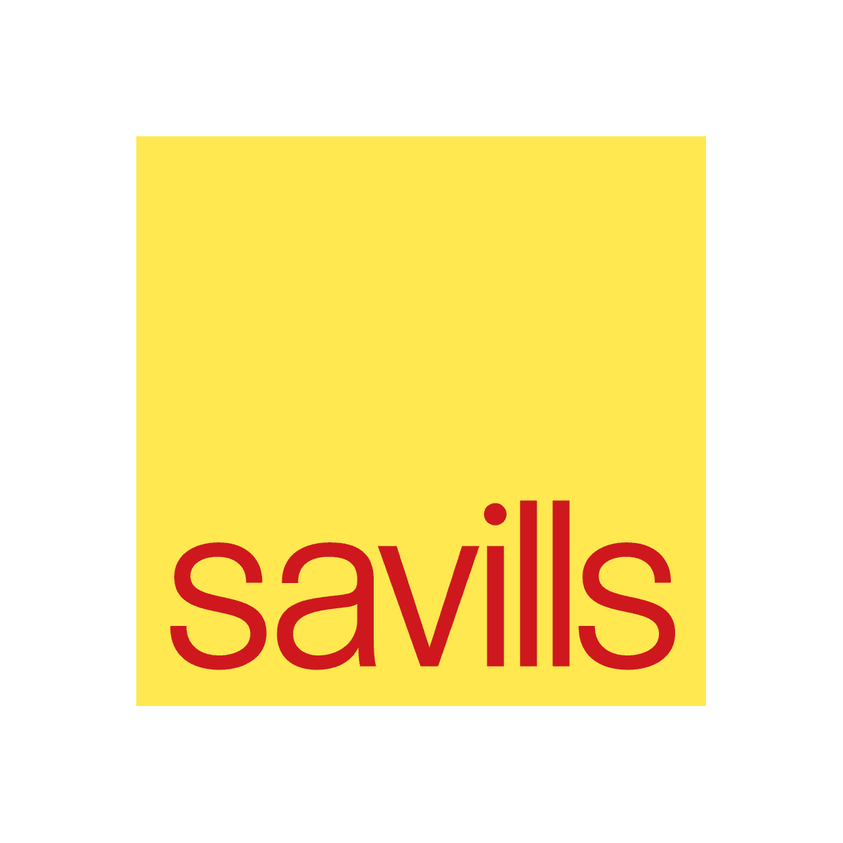 Logo of yellow box with red text on the bottom reading 'Savills'