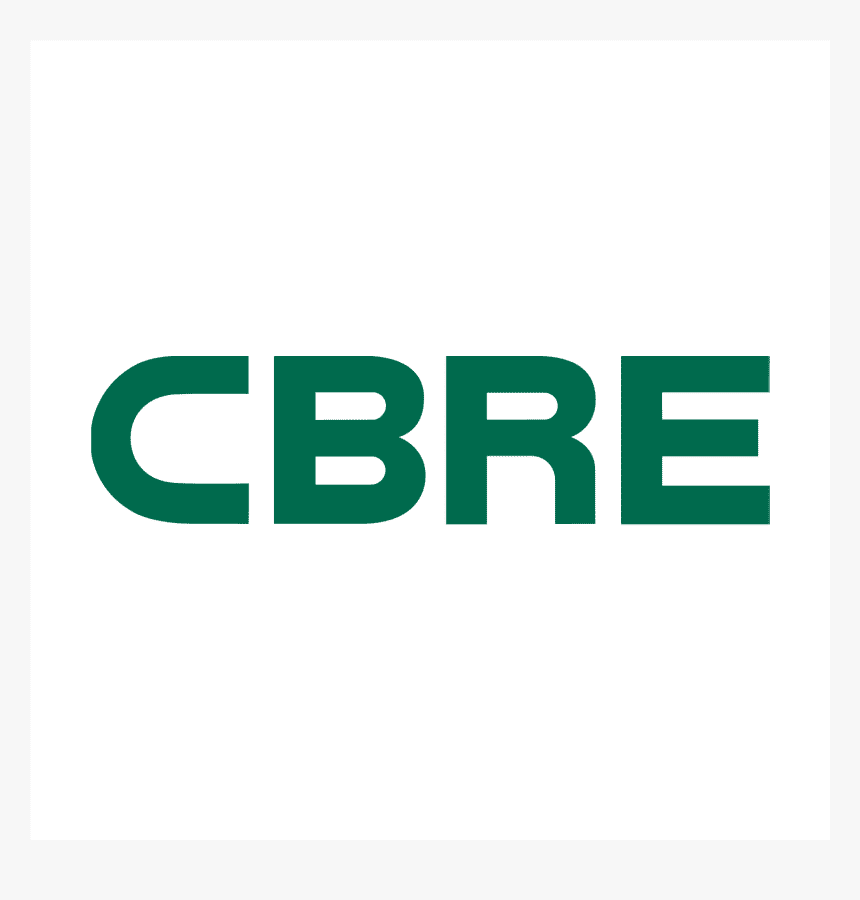 Logo of CBRE in green text.