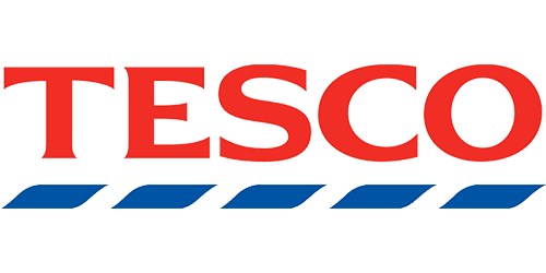 Tesco logo in red and blue