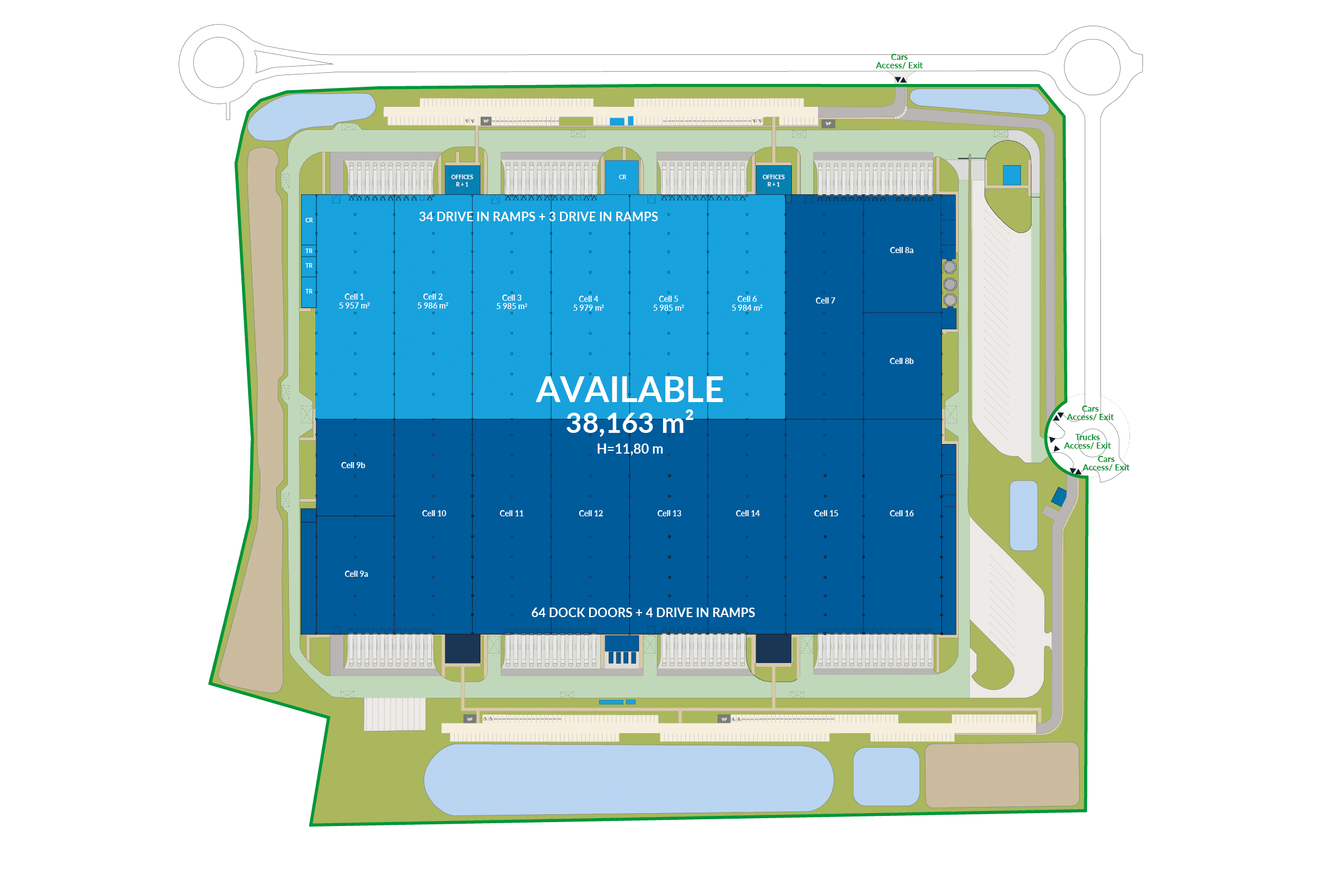 Site plan of available warehouse space in GLP Park Ablaincourt.