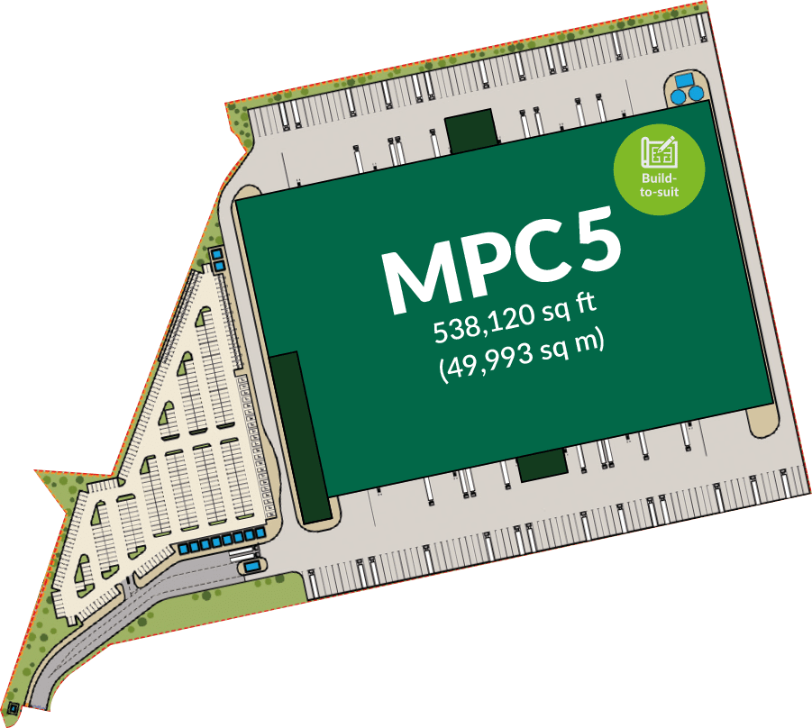 Aerial view site plan of MPC5 warehouse in Corby.