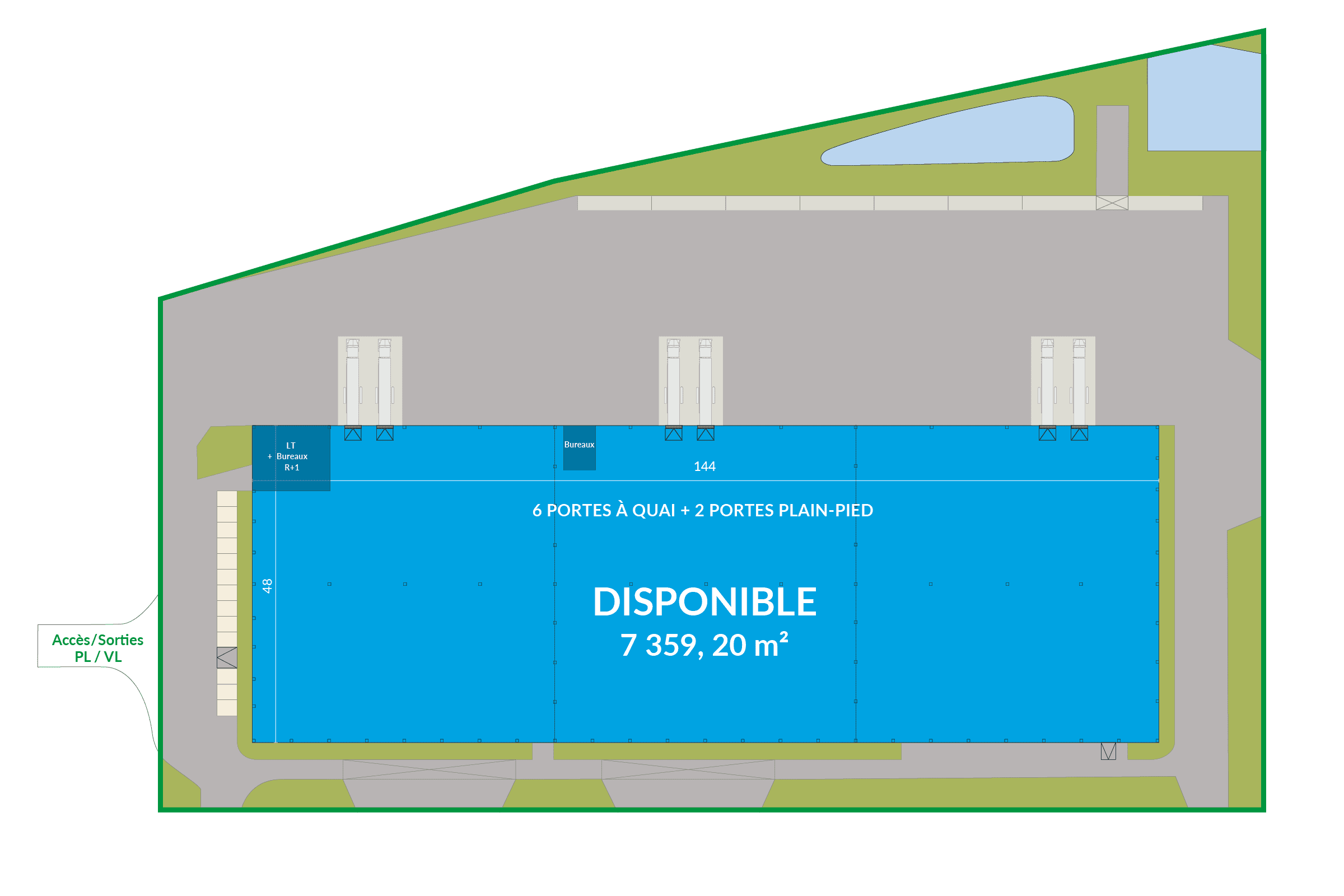 2D birds-eye-view map of GLP Park Cestas 2 showing 735920 meters squared of floor space