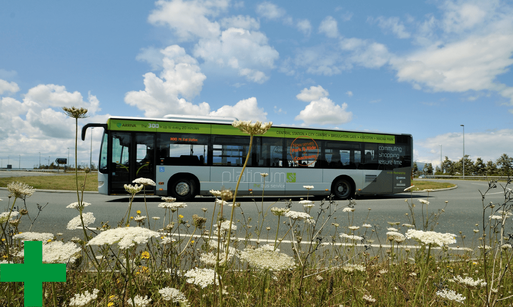 Platinum bus service on the road.