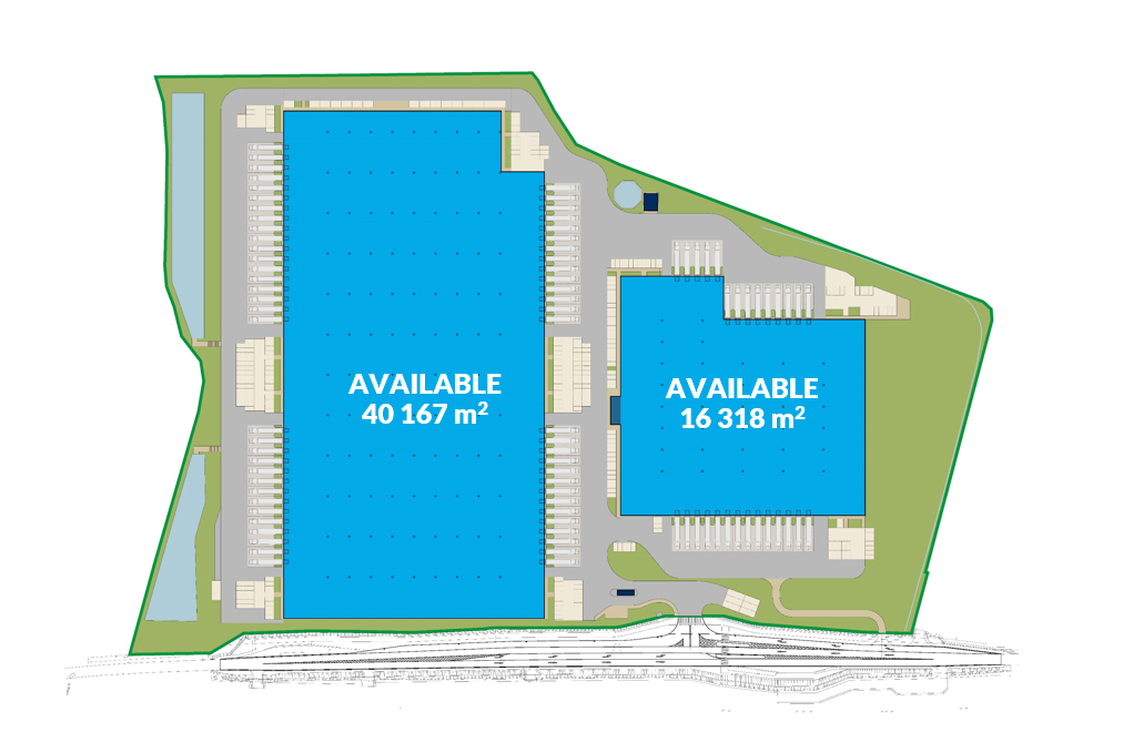 Floorplans of available warehouse space in Gliwice II Logistics Centre.