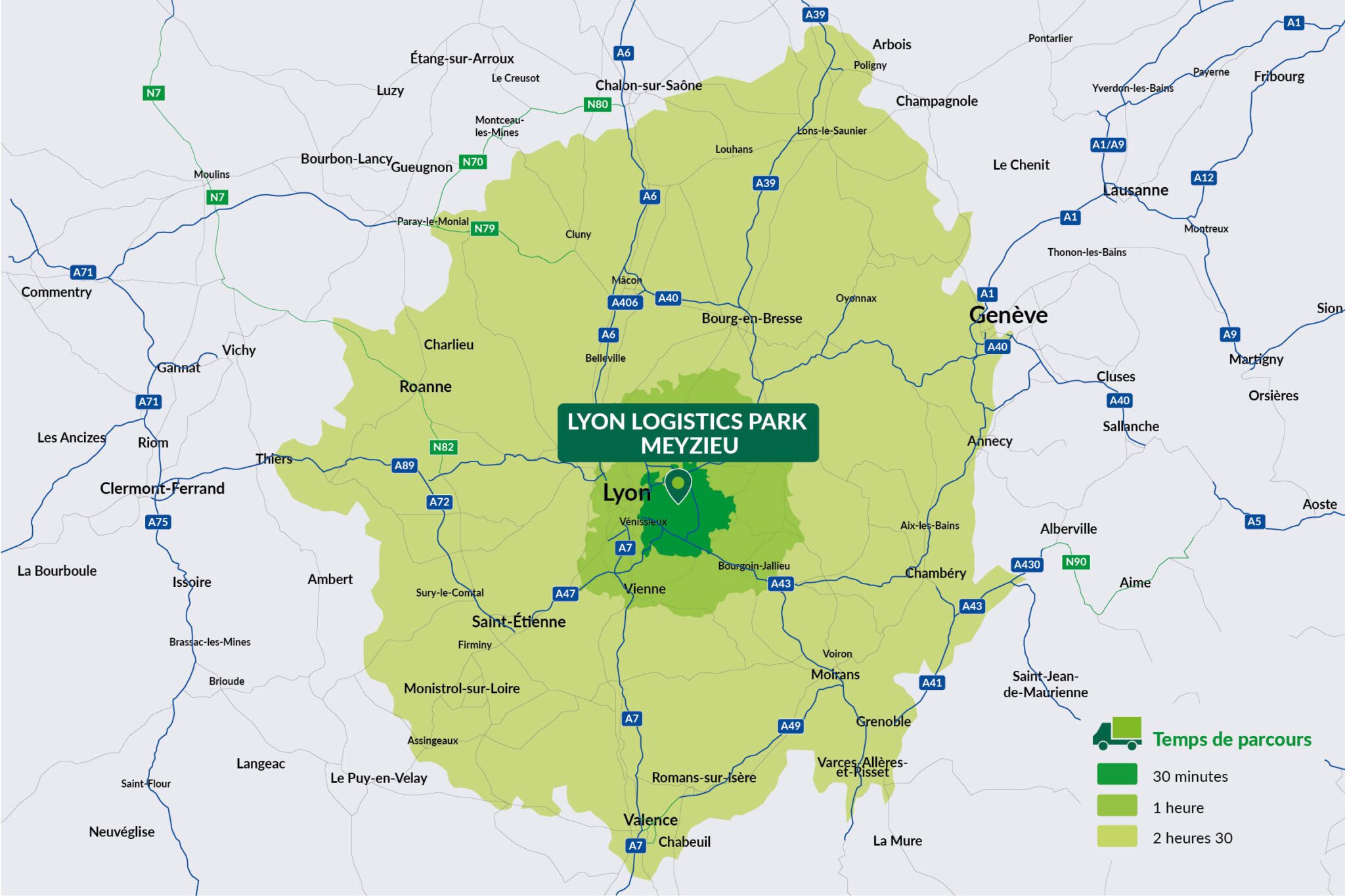 Lyon Logistics Park 1 & 2 - Driving time